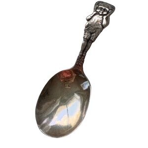 Love and Luck Curved Sterling Silver Vintage Baby Spoon Flat Wear Kitchen Kids